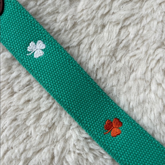 Vineyard Vines St. Pats Day canvas leather belt Camden Green Orange White Men 38 - Picture 6 of 10